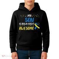 Son Down Right Awesome Down Syndrome Awareness Family Match Kids Hoodie thumb 4