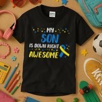 Son Down Right Awesome Down Syndrome Awareness Family Match Kids T-Shirt thumb 3