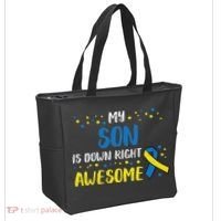 Son Down Right Awesome Down Syndrome Awareness Family Match Tote Bag thumb 2