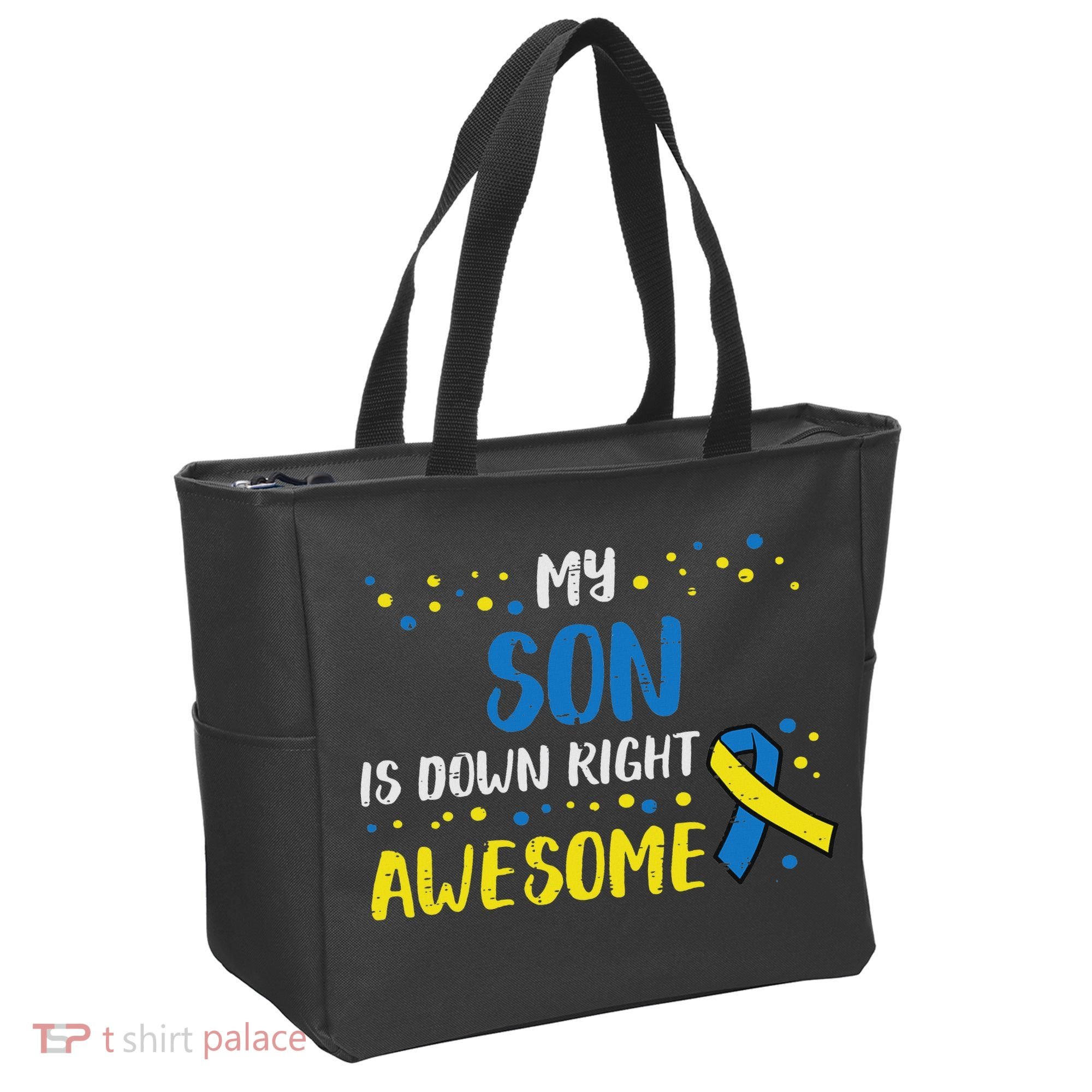Son Down Right Awesome Down Syndrome Awareness Family Match Tote Bag