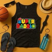 Super Daddio Retro Video Game Fathers Day Dad Gaming Tank Top thumb 4