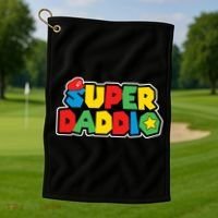 Super Daddio Retro Video Game Fathers Day Dad Gaming Golf Towel thumb 1