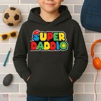 Super Daddio Retro Video Game Fathers Day Dad Gaming Kids Hoodie thumb 2
