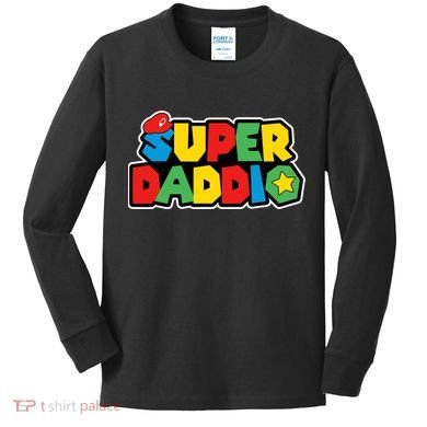 Super Daddio Retro Video Game Fathers Day Dad Gaming Kids Long Sleeve Shirt