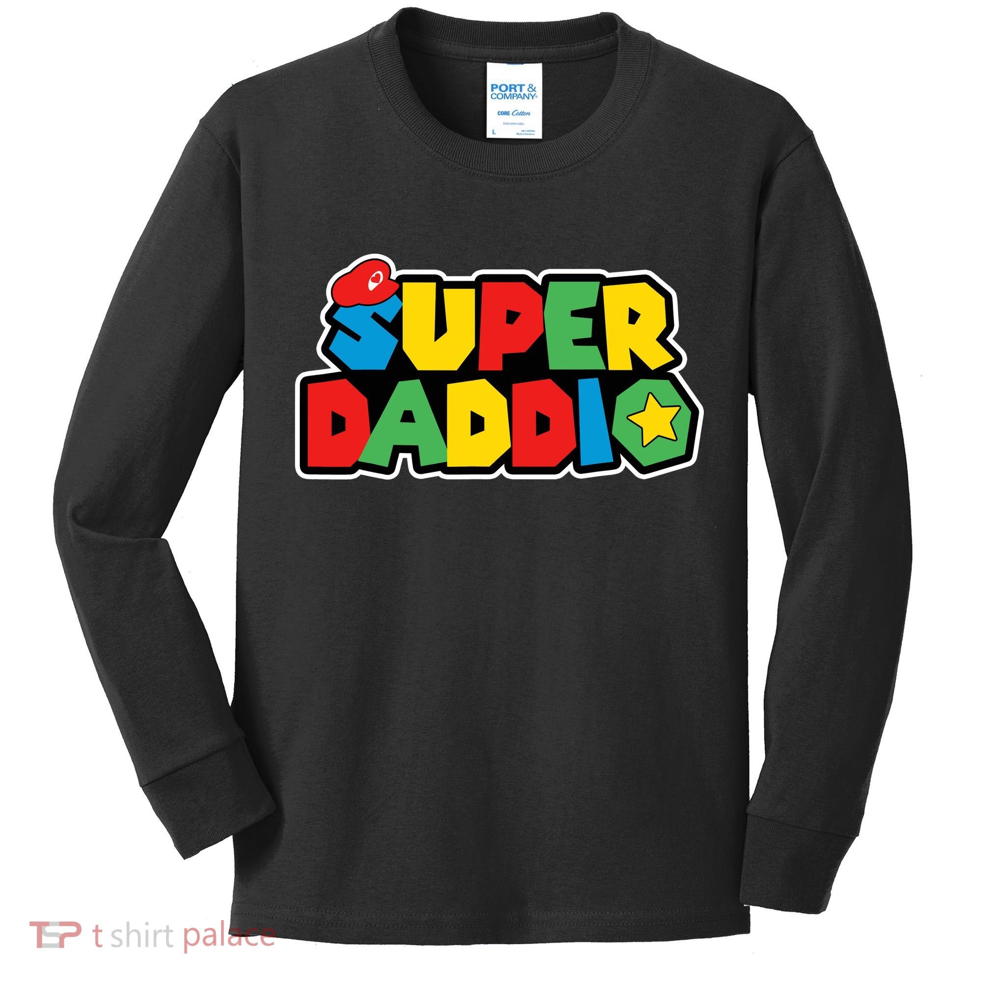 Super Daddio Retro Video Game Fathers Day Dad Gaming Kids Long Sleeve Shirt