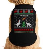 Santa Dinosaur Sweater Ugly Christmas Sweater Dinosaur Gift Doggie Tank thumb 0