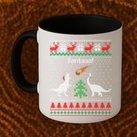 Santa Dinosaur Sweater Ugly Christmas Sweater Dinosaur Gift Coffee Mug thumb 2
