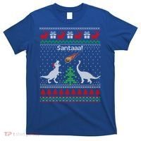 Santa Dinosaur Sweater Ugly Christmas Sweater Dinosaur Gift T-Shirt thumb 0