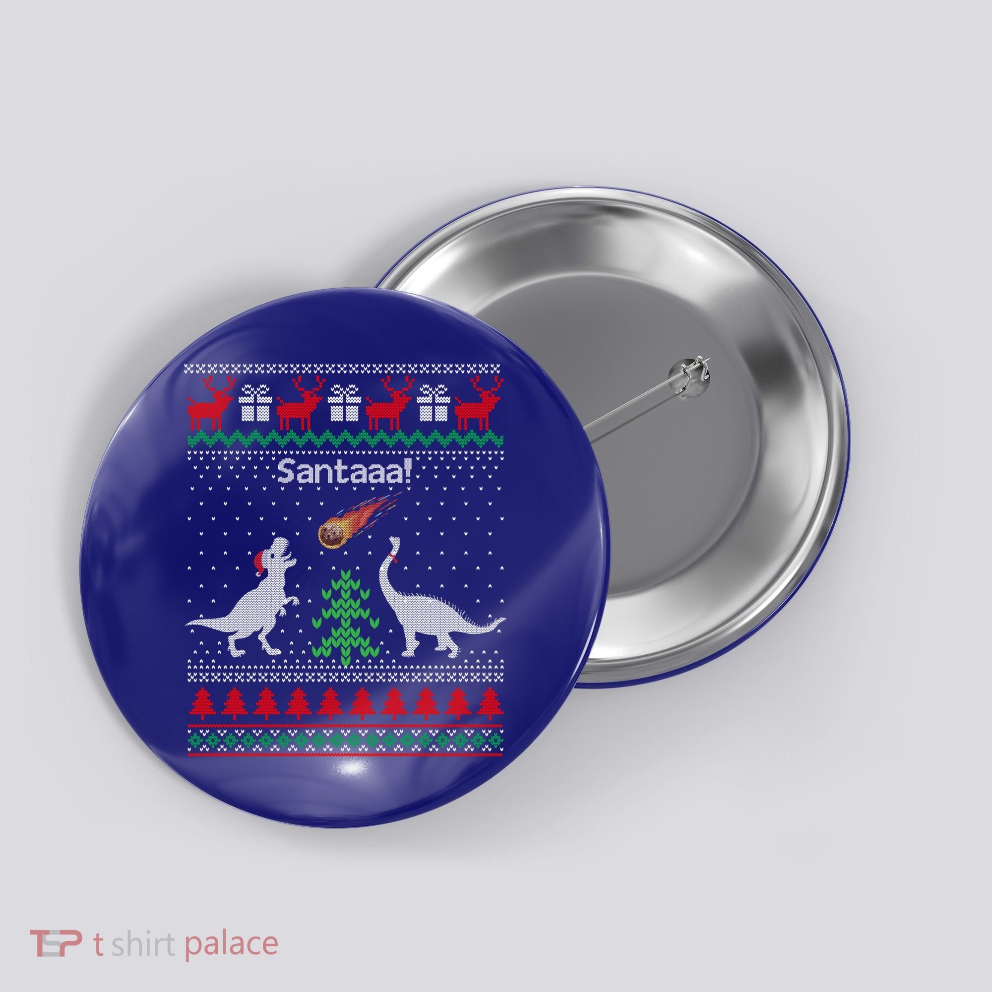 Santa Dinosaur Sweater Ugly Christmas Sweater Dinosaur Gift Button