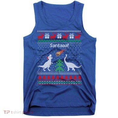 Santa Dinosaur Sweater Ugly Christmas Sweater Dinosaur Gift Tank Top