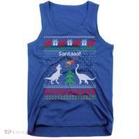 Santa Dinosaur Sweater Ugly Christmas Sweater Dinosaur Gift Tank Top thumb 0