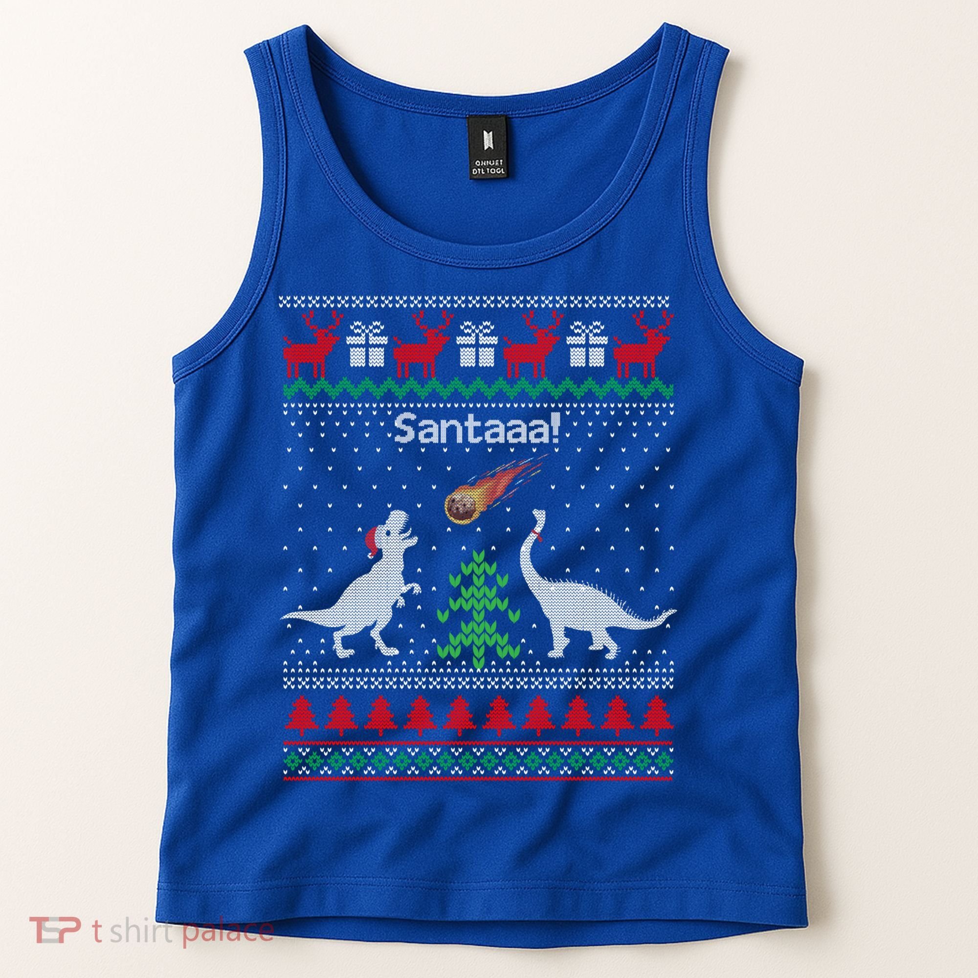 Santa Dinosaur Sweater Ugly Christmas Sweater Dinosaur Gift Tank Top