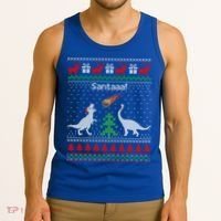 Santa Dinosaur Sweater Ugly Christmas Sweater Dinosaur Gift Tank Top thumb 3