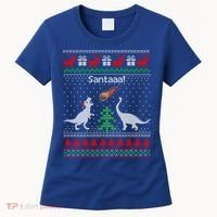 Santa Dinosaur Sweater Ugly Christmas Sweater Dinosaur Gift Women's T-Shirt thumb 0