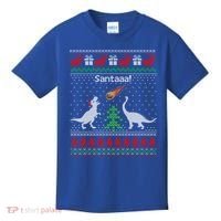 Santa Dinosaur Sweater Ugly Christmas Sweater Dinosaur Gift Kids T-Shirt thumb 0