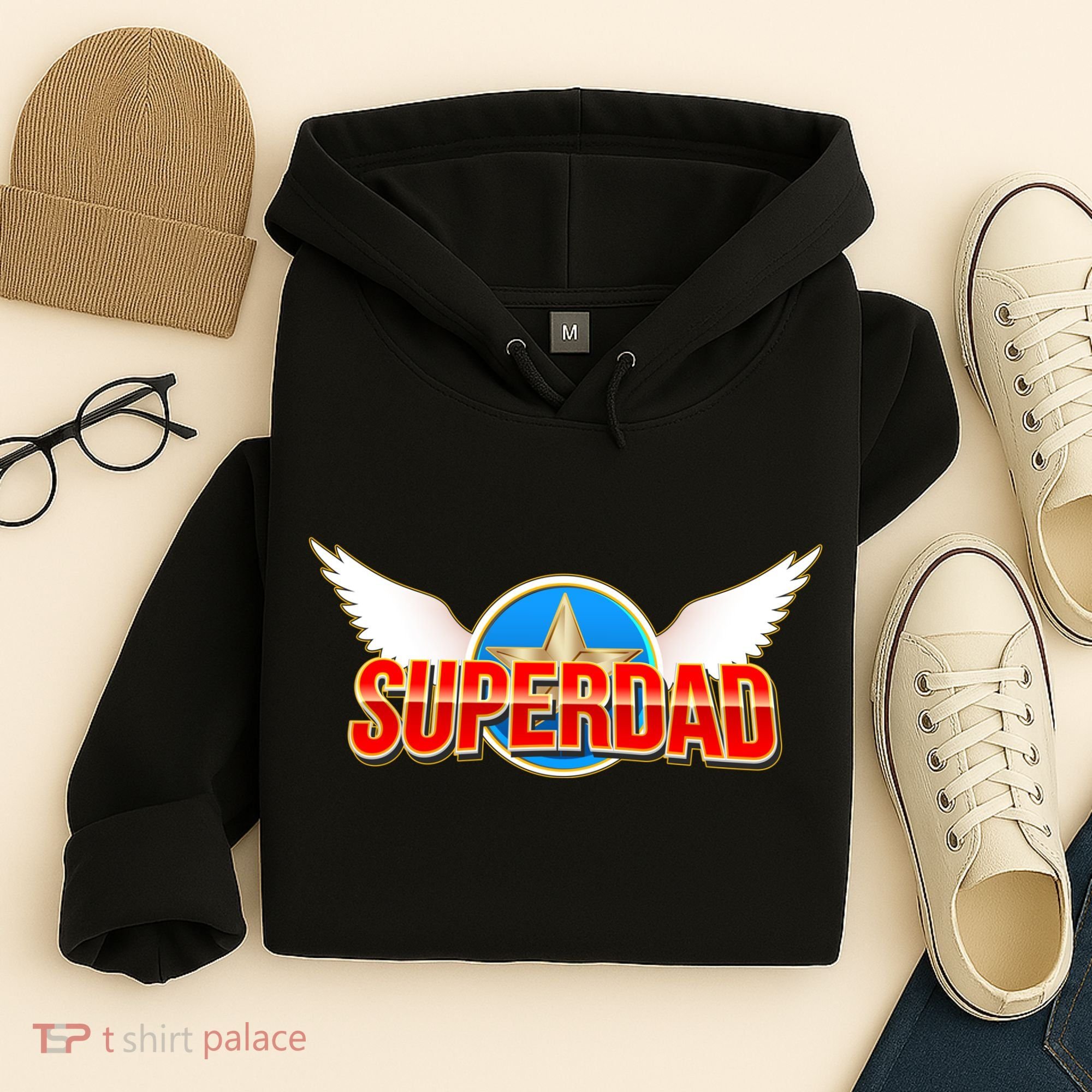 Super Dad Superhero Winged Badge Emblem Hoodie