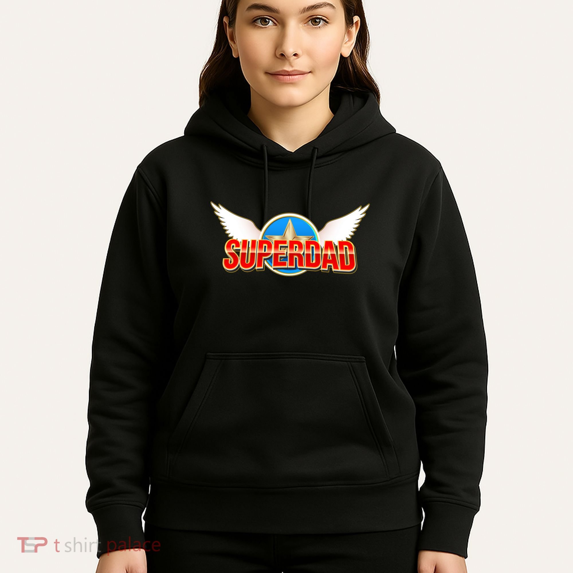 Super Dad Superhero Winged Badge Emblem Hoodie