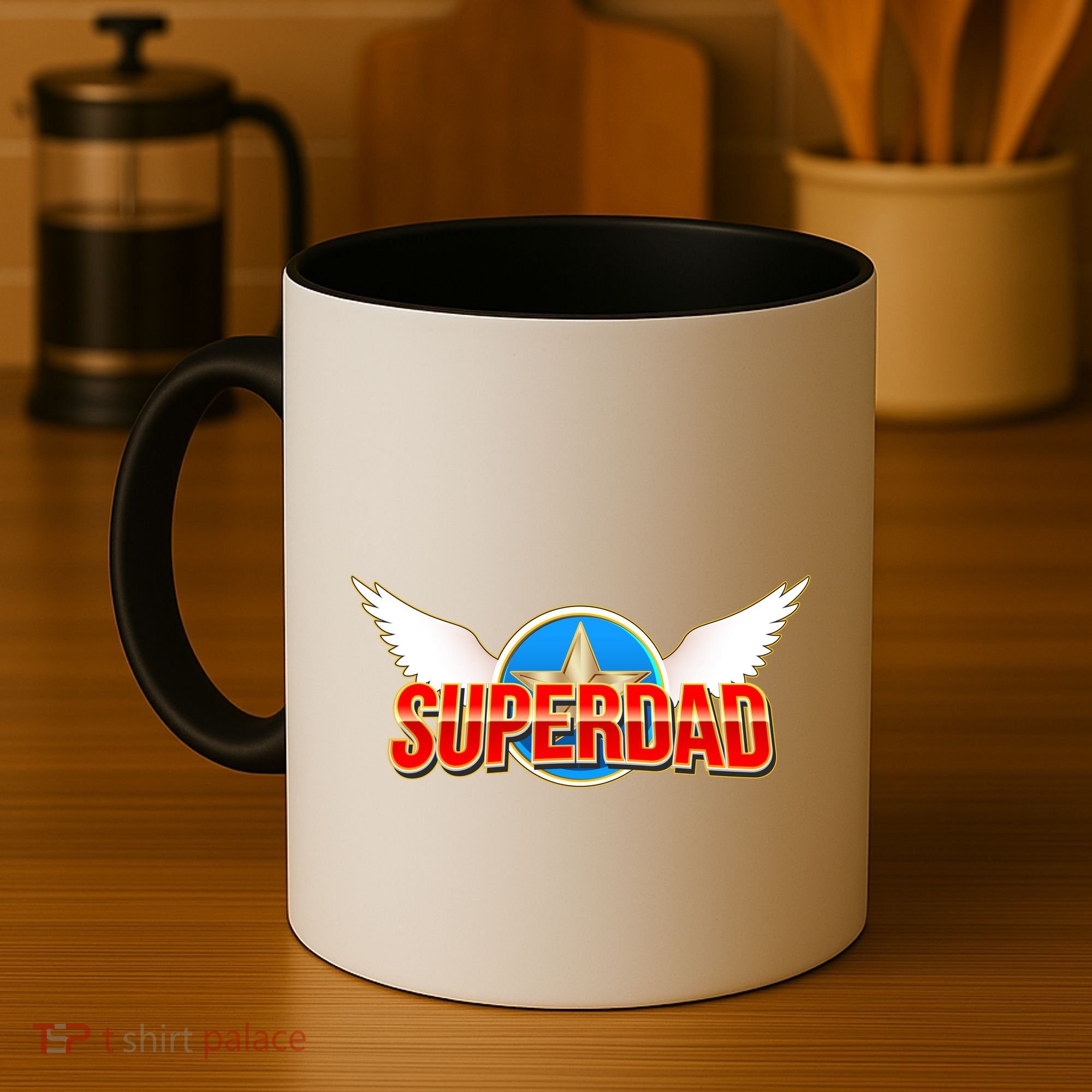 Super Dad Superhero Winged Badge Emblem Coffee Mug