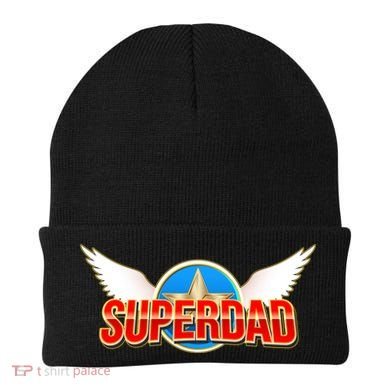 Super Dad Superhero Winged Badge Emblem Beanie