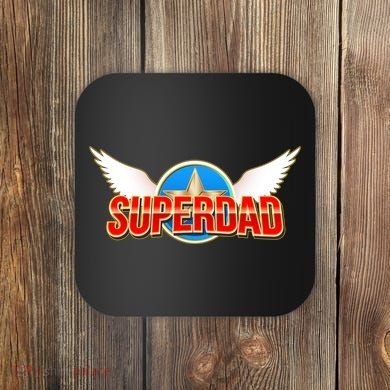 Super Dad Superhero Winged Badge Emblem Coaster