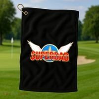 Super Dad Superhero Winged Badge Emblem Golf Towel thumb 1
