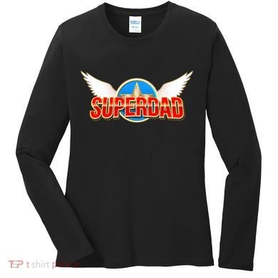 Super Dad Superhero Winged Badge Emblem Women's Long Sleeve Shirt