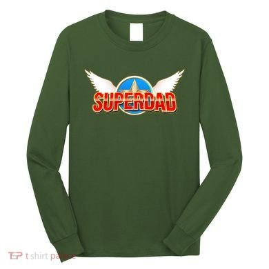 Super Dad Superhero Winged Badge Emblem Long Sleeve Shirt