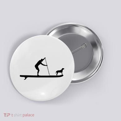 SUP Dog Stand Up Paddle Board Paddling Surf Surfing Button