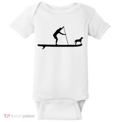 SUP Dog Stand Up Paddle Board Paddling Surf Surfing Baby Bodysuit