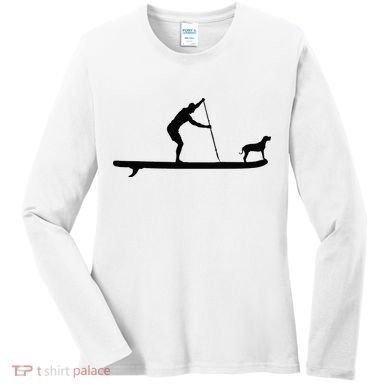 SUP Dog Stand Up Paddle Board Paddling Surf Surfing Women's Long Sleeve Shirt