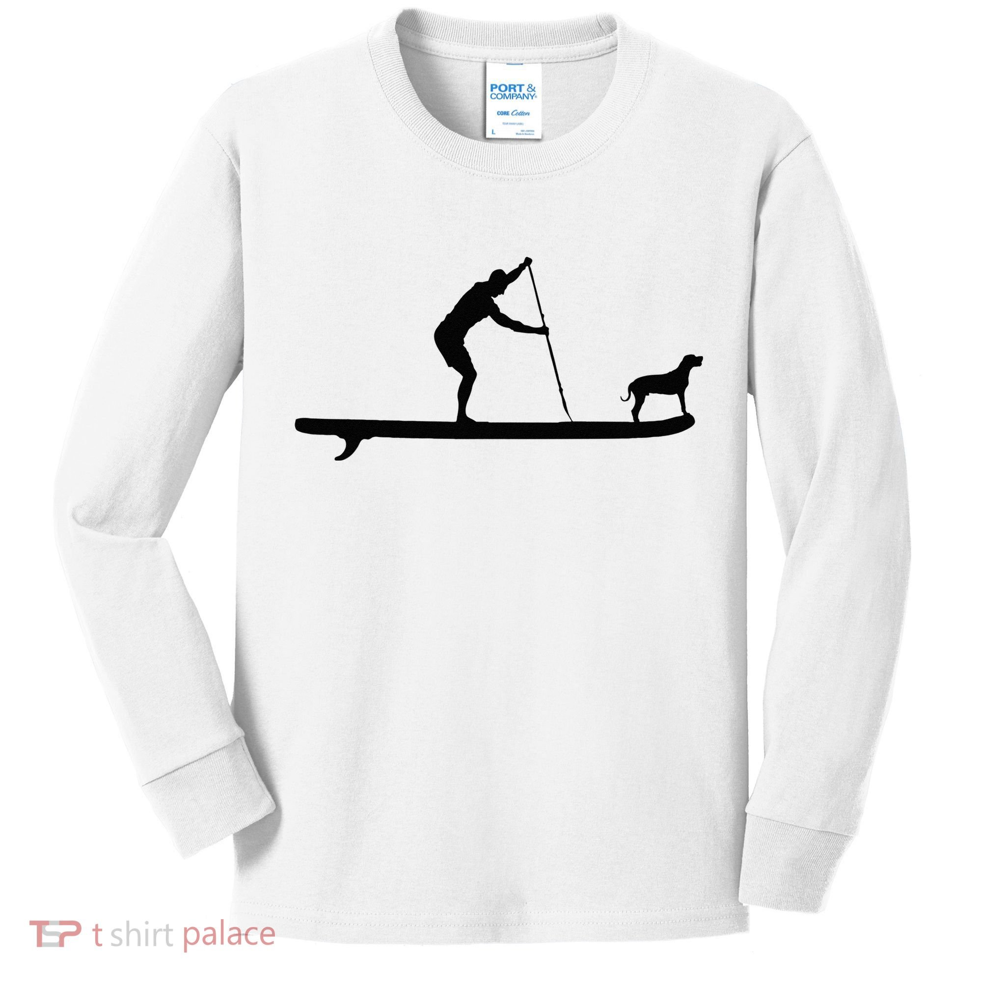 SUP Dog Stand Up Paddle Board Paddling Surf Surfing Kids Long Sleeve Shirt