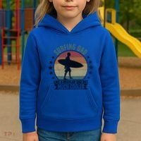 Surfing Dad Surfer Papa Funny Cool Gift Kids Hoodie thumb 3