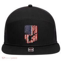 Scuba Diver Scuba Diving American Flag 7 Panel Mesh Trucker Snapback Hat thumb 0