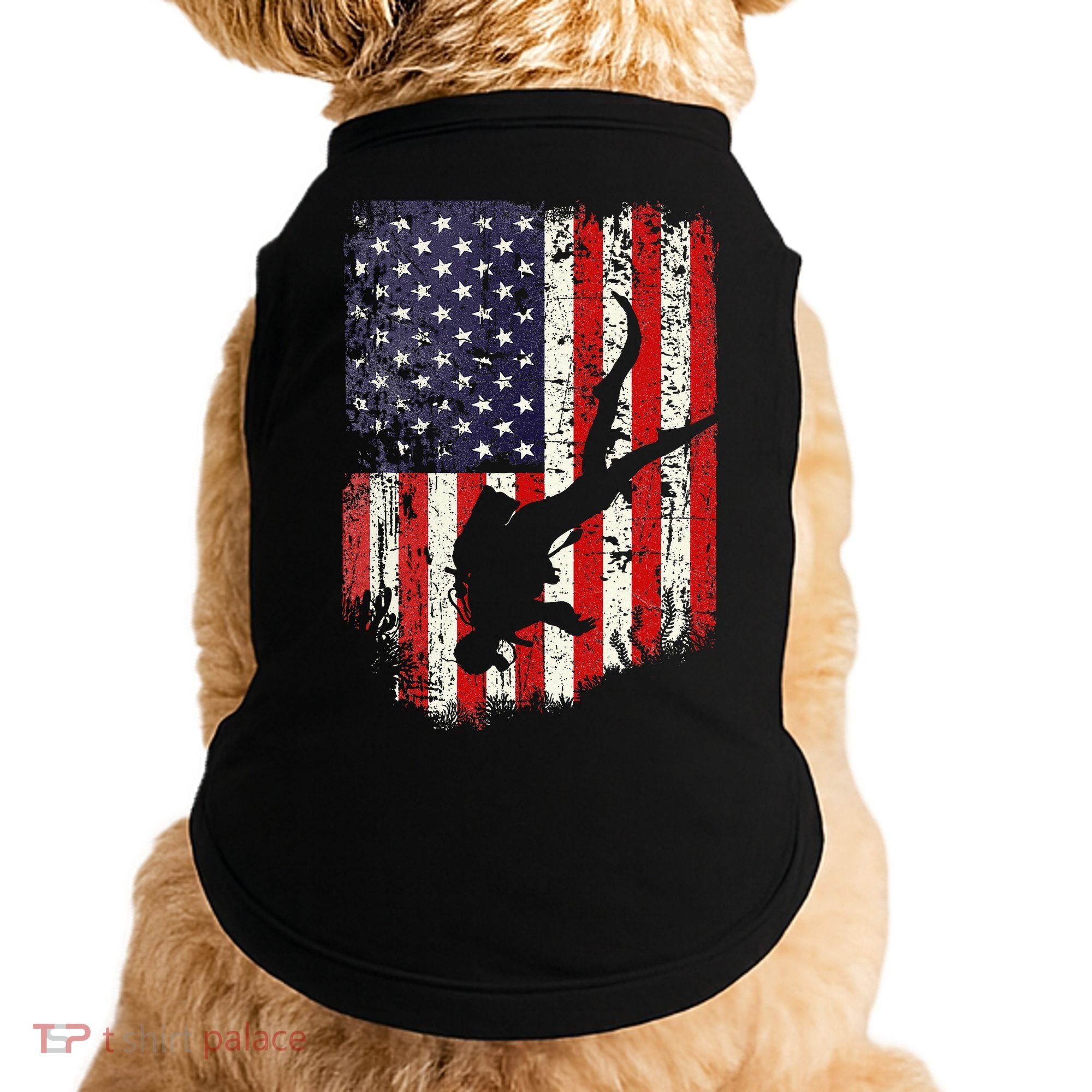 Scuba Diver Scuba Diving American Flag Doggie Tank