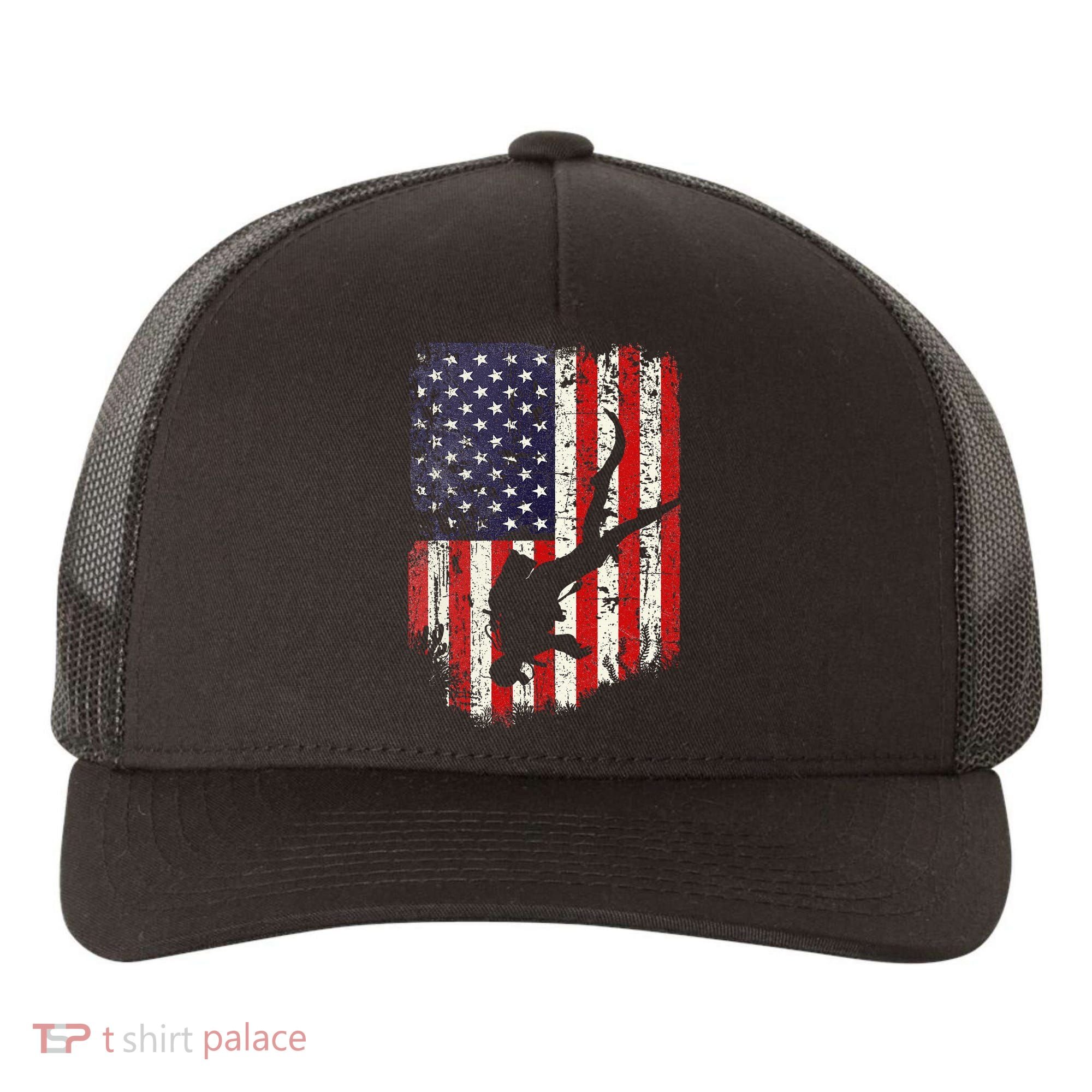 Scuba Diver Scuba Diving American Flag Yupoong Adult 5-Panel Trucker Hat