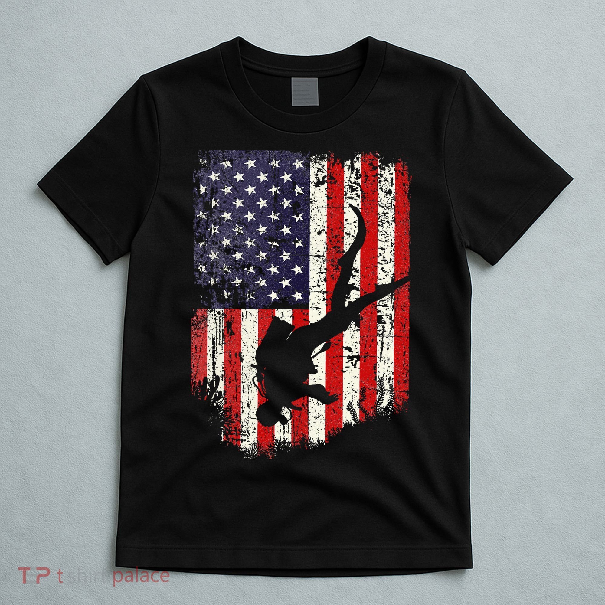 Scuba Diver Scuba Diving American Flag T-Shirt
