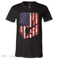 Scuba Diver Scuba Diving American Flag V-Neck T-Shirt thumb 0