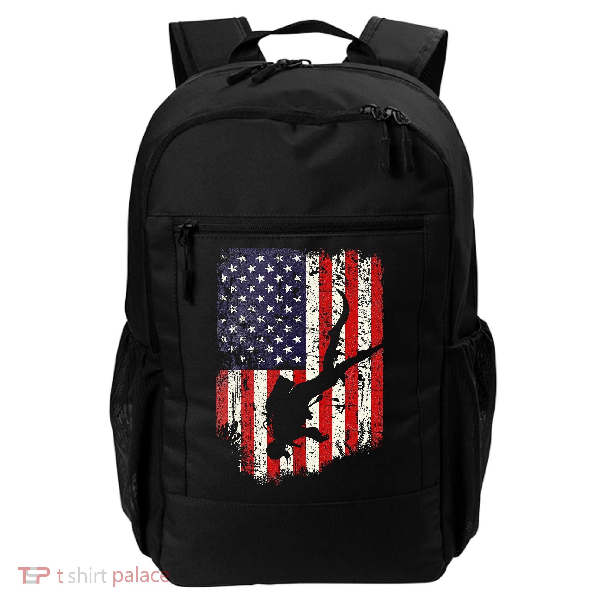 Scuba Diver Scuba Diving American Flag Backpack