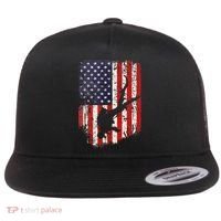 Scuba Diver Scuba Diving American Flag Flat Bill Trucker Hat thumb 0
