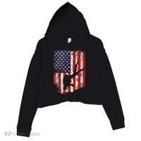 Scuba Diver Scuba Diving American Flag Crop Fleece Hoodie thumb 0