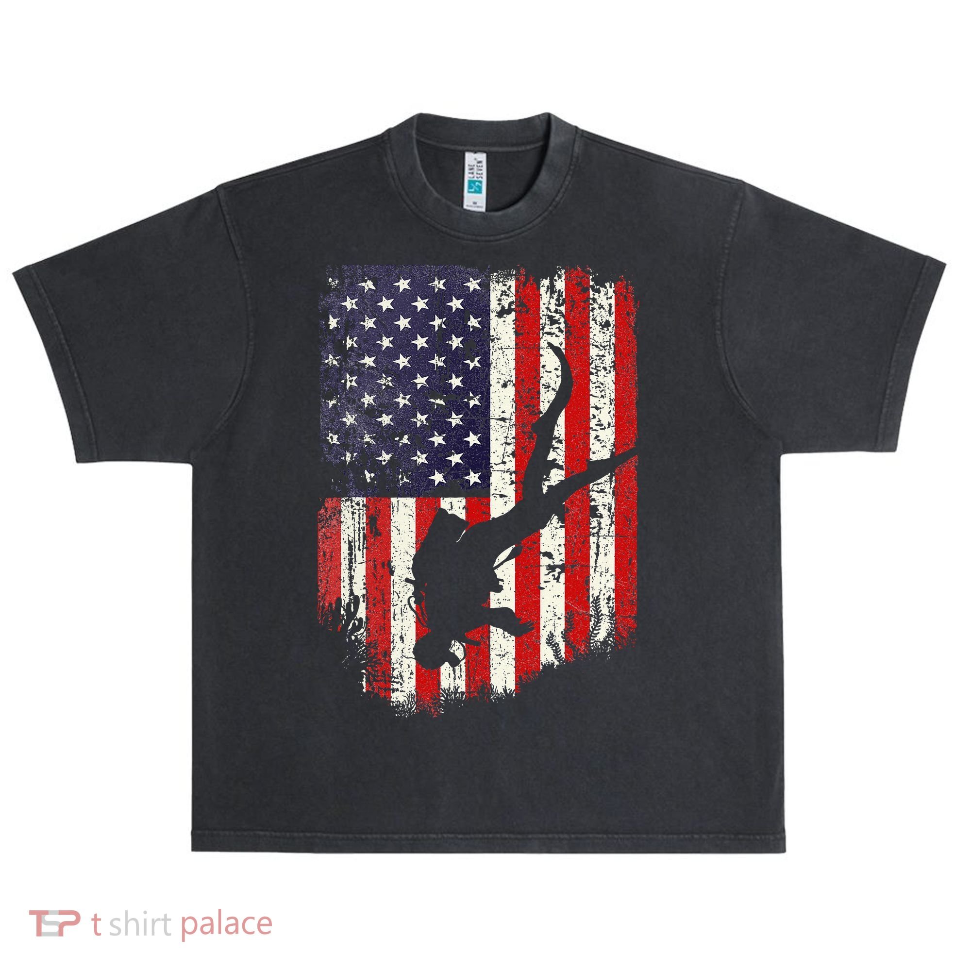 Scuba Diver Scuba Diving American Flag Urban Oversized Heavyweight T-Shirt
