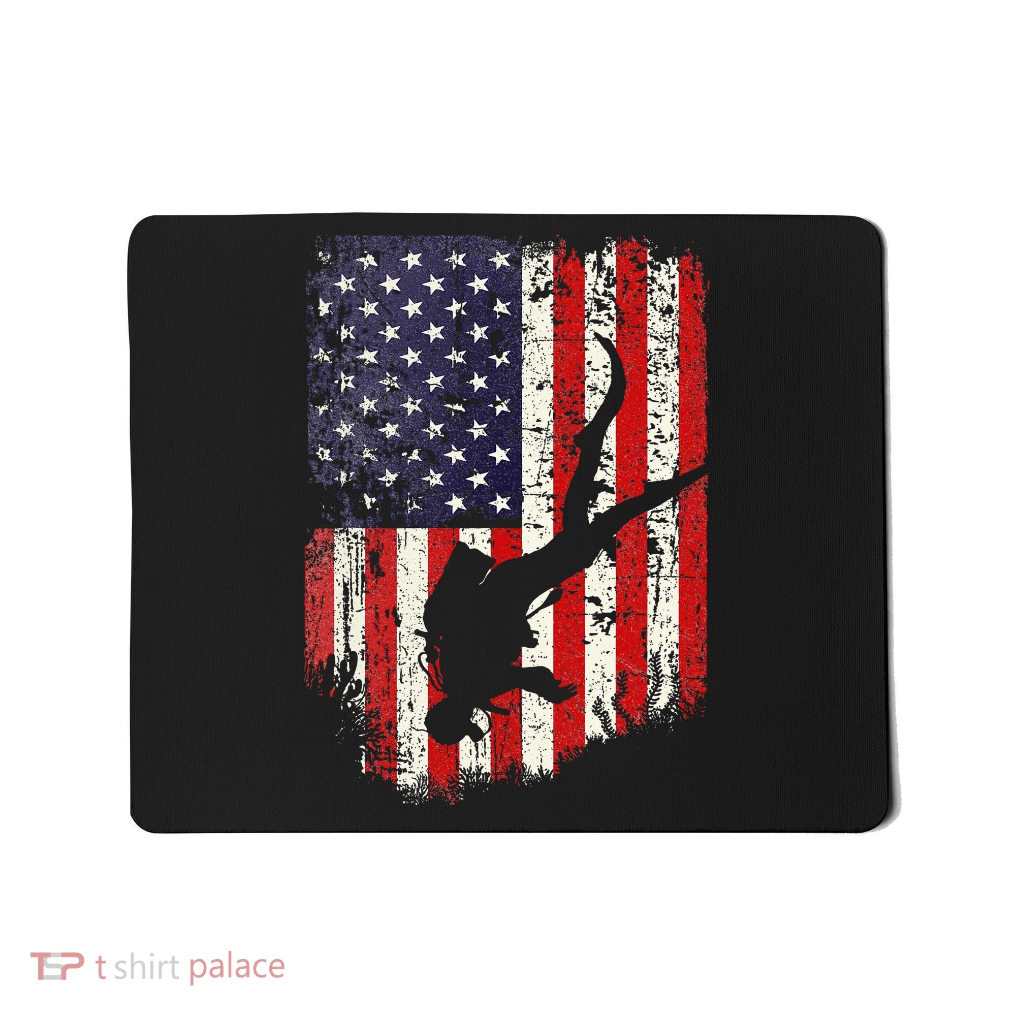 Scuba Diver Scuba Diving American Flag Mousepad