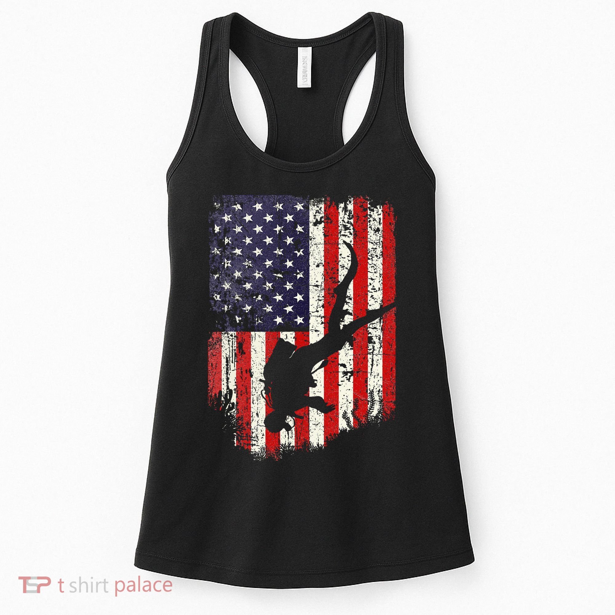 Scuba Diver Scuba Diving American Flag Women's Tank Top