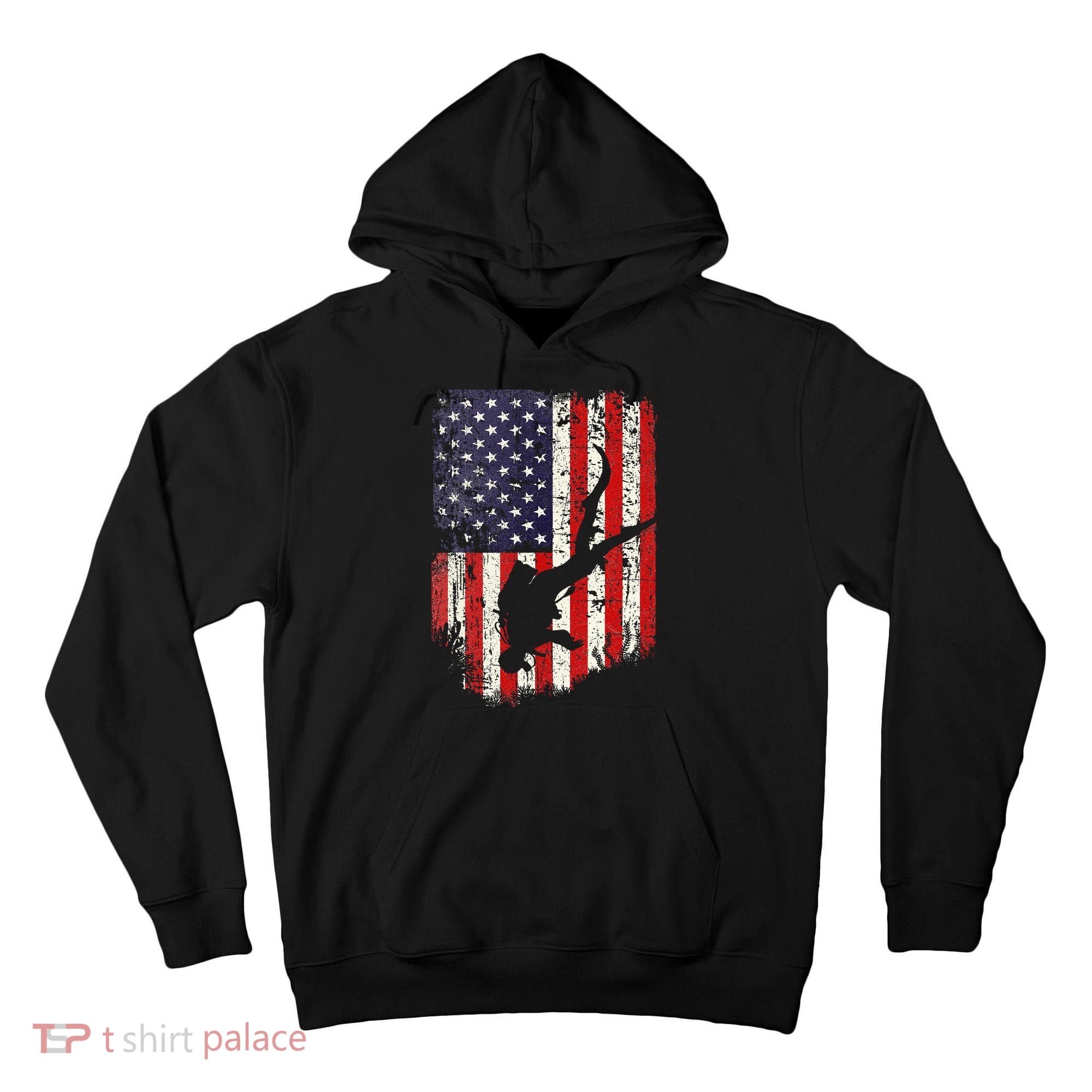 Scuba Diver Scuba Diving American Flag Tall Hoodie
