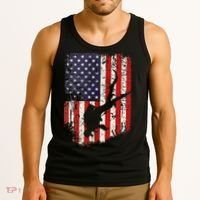 Scuba Diver Scuba Diving American Flag Tank Top thumb 3