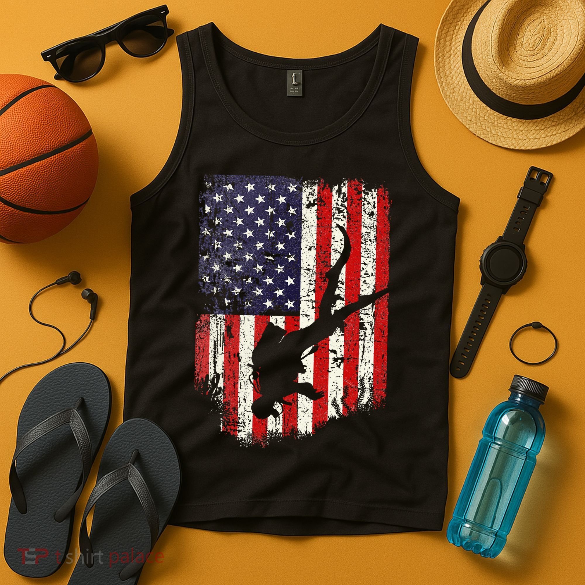 Scuba Diver Scuba Diving American Flag Tank Top