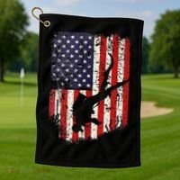 Scuba Diver Scuba Diving American Flag Golf Towel thumb 1