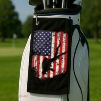 Scuba Diver Scuba Diving American Flag Golf Towel thumb 2