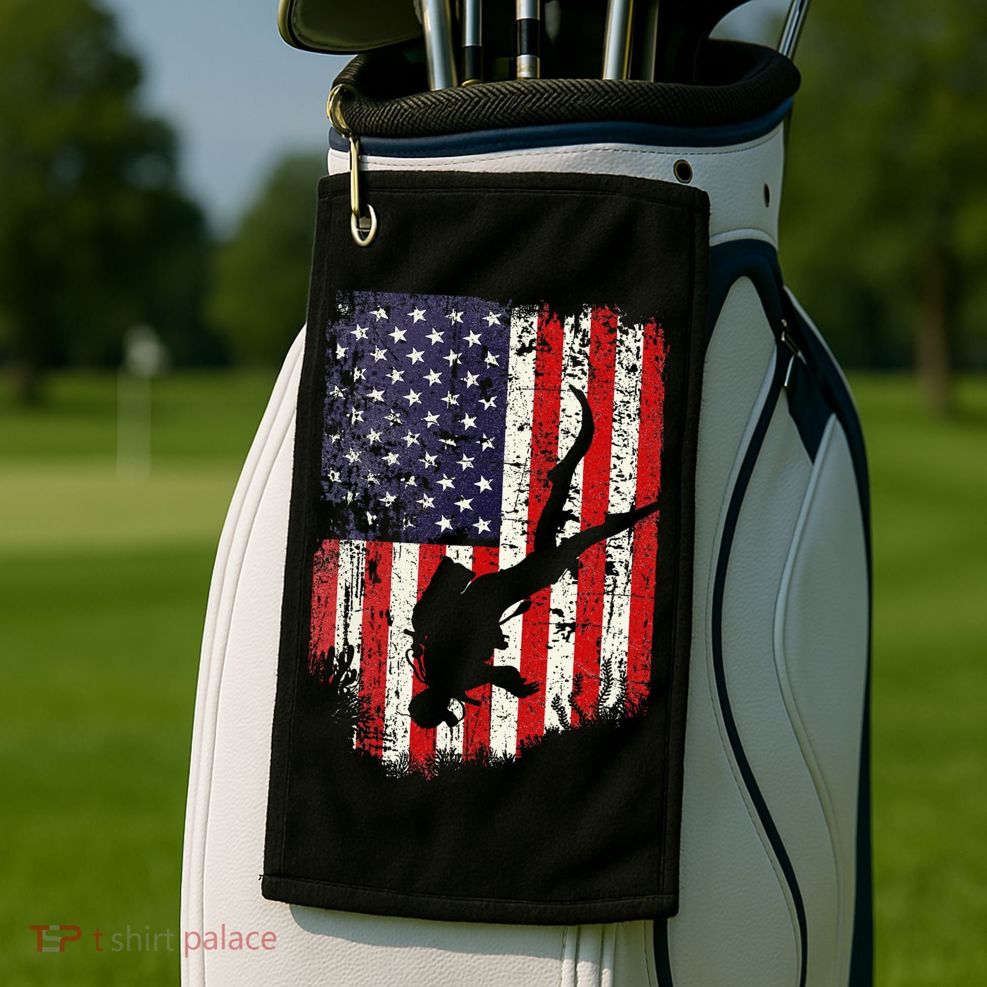Scuba Diver Scuba Diving American Flag Golf Towel