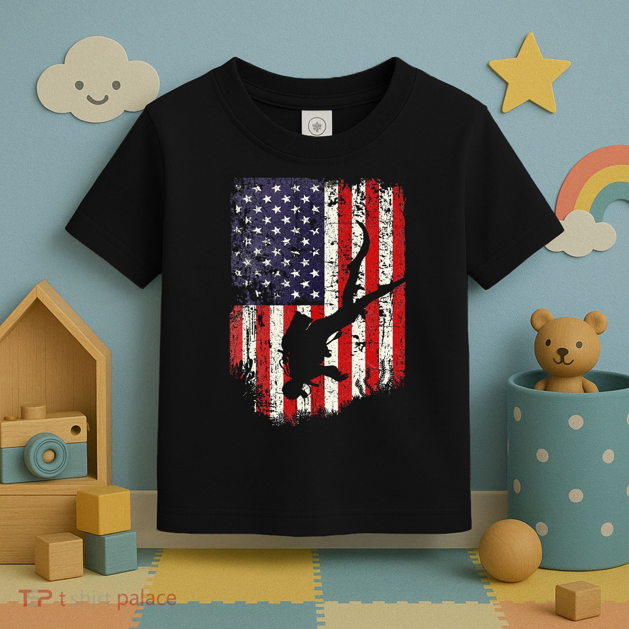 Scuba Diver Scuba Diving American Flag Toddler T-Shirt